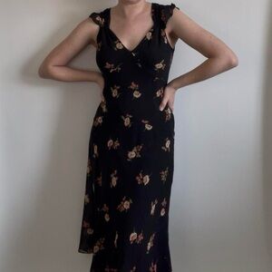 SOLD Vintage y2k floral midi silk dress
